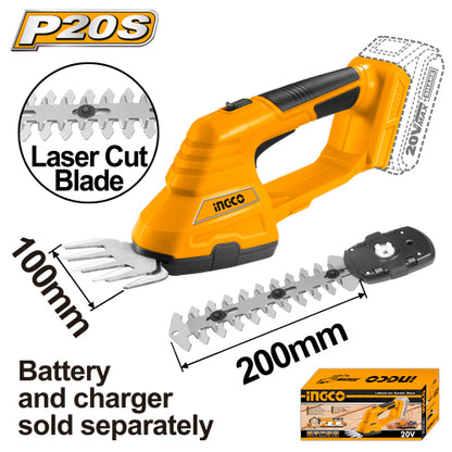 INGCO CSTLI2001 20V Lithium-ion Garden Shear - 1200rpm Speed, Dual Blade Design