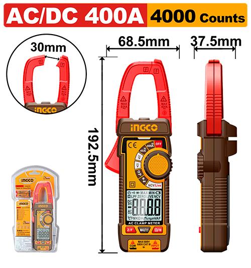 Ingco Dc/ac Clamp Meter DCM62002 - Dc/Ac Voltage 400mV/4V/40V/600V