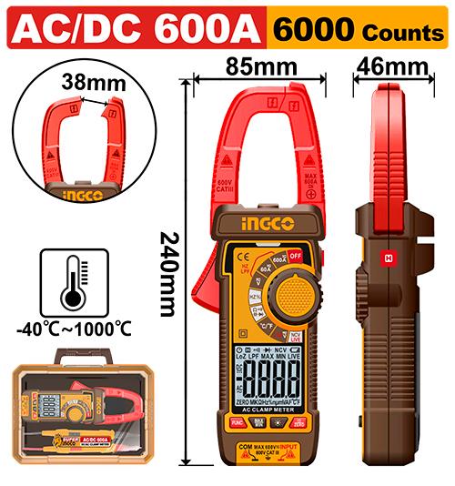 Ingco Dc/ac Clamp Meter DCM66002 - Dc/Ac Voltage 600mV/6V/60V/600V
