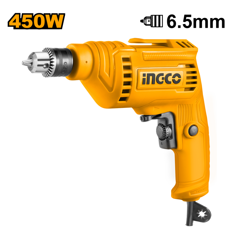 Ingco ED45658 Electric Drill - 450W, Variable Speed, Forward/Reverse Switch