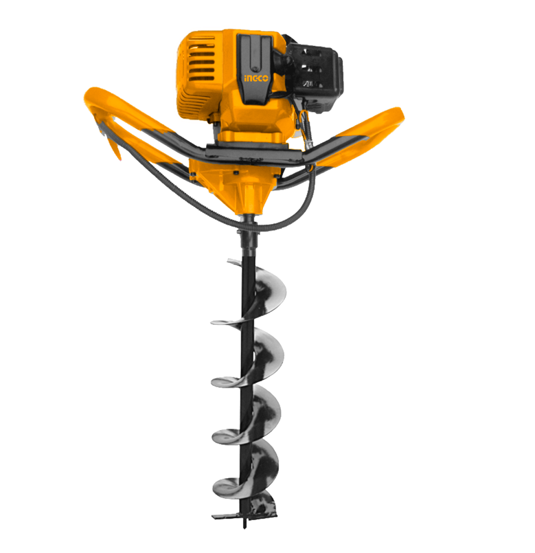 Ingco GEA55221-1 Earth Auger - 52cc/1.4kw Rated Power, Auger Speed 0-265/min, Fuel Inlet Pipe, 2-Stroke, 1200ml Fuel Tank, Max Engine Speed 9000/min, Max Idle Speed 3300±300