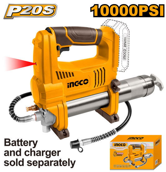 Ingco GGLI2010 20V Cordless Grease Gun with 30" Hose and High Pressure