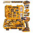 INGCO HKTHP41662 20V Cordless Impact Drill & 166-Pcs Home Maintenance Hand Tool Kit