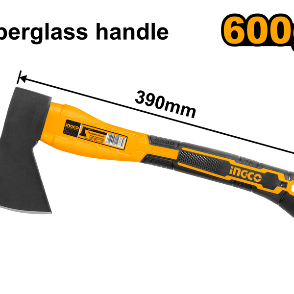 Ingco HAXS206001 Axe - 600g, Drop-Forged Axe Head, Fiberglass