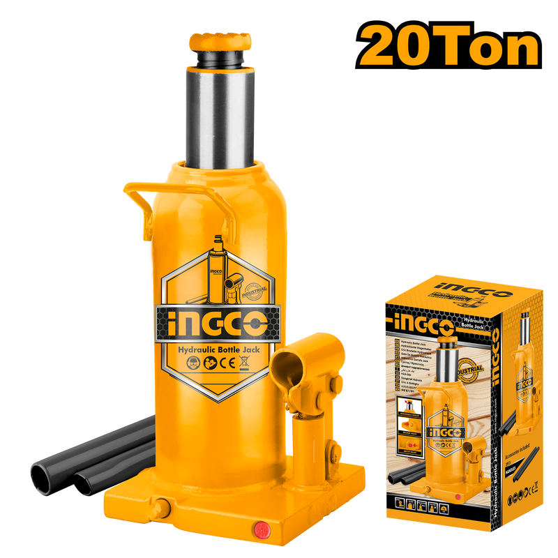 Ingco HBJ2002 Hydraulic Bottle Jack - 20 Ton Capacity, Min. 240mm to Max. 460mm Height