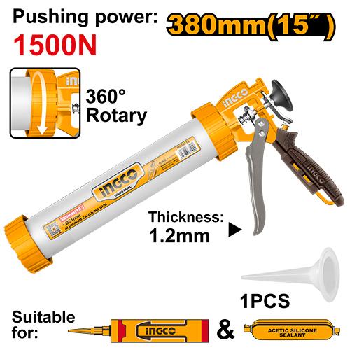 Ingco Aluminum Caulking Gun HCG0115 - Length 380mm