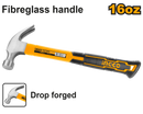 Ingco HCHS8016 Claw Hammer - 16oz (450g), Drop-Forged Hammerhead, Fiberglass Handle