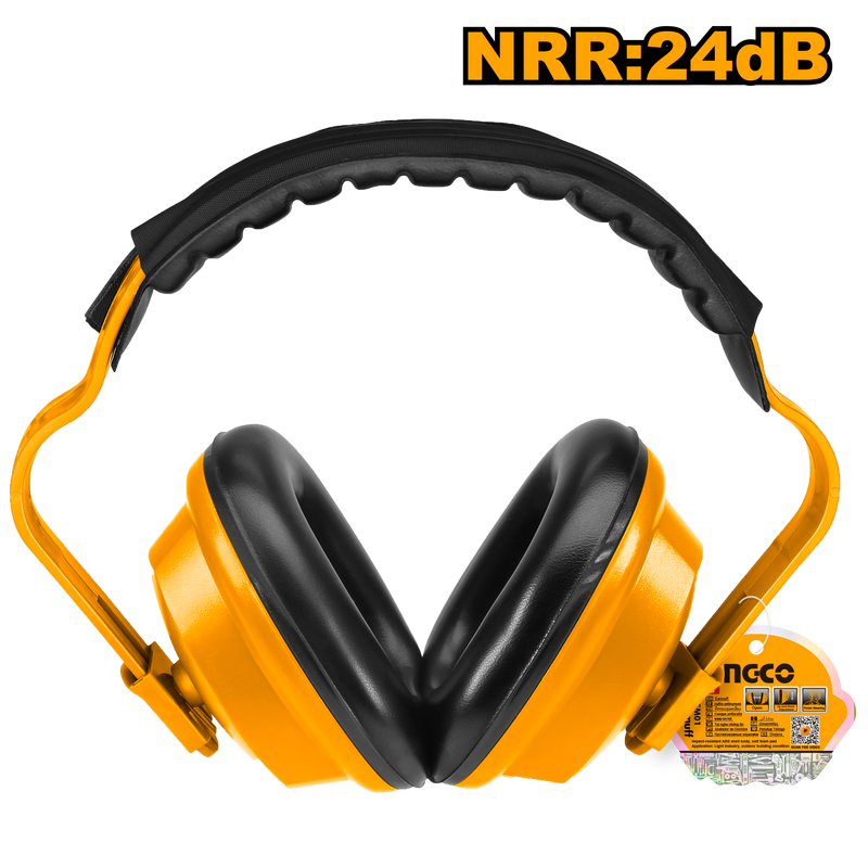 Ingco HEM01 Earmuff: Impact-Resistant ABS Shell, Soft Foam Pad, NRR 24dB, Comfortable Hearing Protection