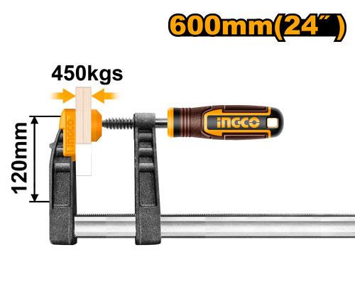 Ingco F Clamp With Plastic Handle HFC021205 - Clamp Size 120x600mm