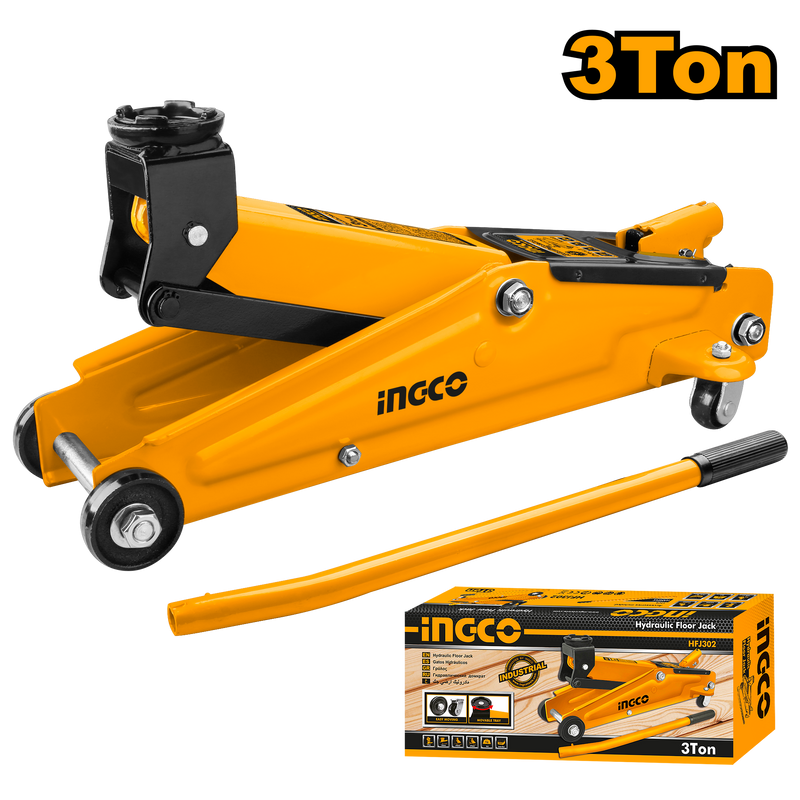 Ingco HFJ302 Hydraulic Floor Jack - 3 Ton Capacity, Min. 135mm to Max. 410mm Height