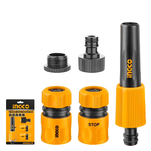 Ingco HHCS05122 5 Piece Twist Nozzle Set with Quick Connectors and Adaptors