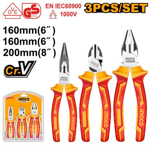 Ingco 3 Pcs Insulated Pliers Set HIKPS28318