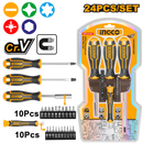 Ingco HKSDB02482 24-Piece Screwdriver and Bits Set - Magnetic Shank, Precision Screwdriver