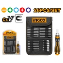 Ingco HKSDB0268 26-Piece Screwdriver Bit Set - Unique Design Ratchet Holder, Power Sleeves