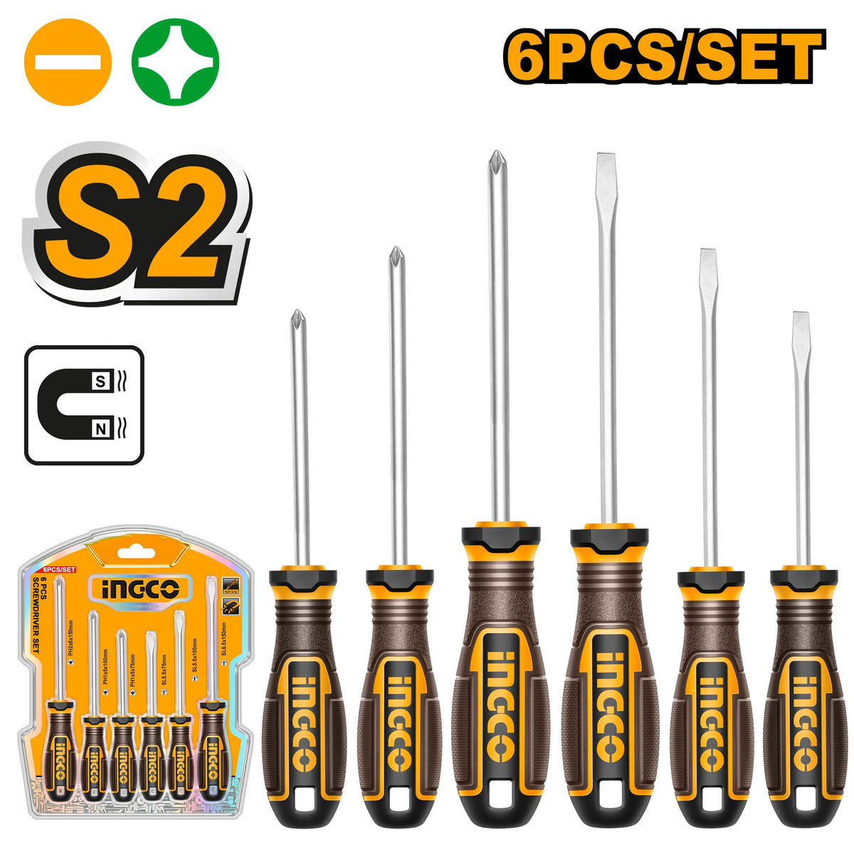 Ingco 6 Pcs Screwdriver Set HKSDS0628