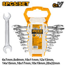 Ingco HKSPA2088 8pcs Double Open End Spanner Set - 6-22mm, Fine Polished