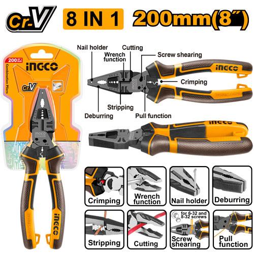 Ingco 8-in-1 Multi-function Combination Pliers HMFCP28200 - Size 8"/200mm