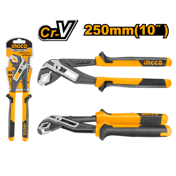 Ingco HPP28258 10-inch Pump Pliers - Cr-V, Black Finish, TPR Two