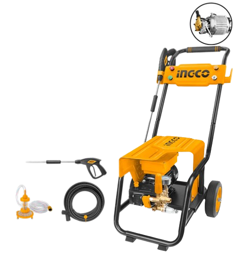 Ingco HPWR30018 High Pressure Washer (For Commercial Use) - 2400W, 220-240V, 100Bar (1450PSI), 10L/min Flow Rate, 500 Hours Lifetime, Includes Accessories