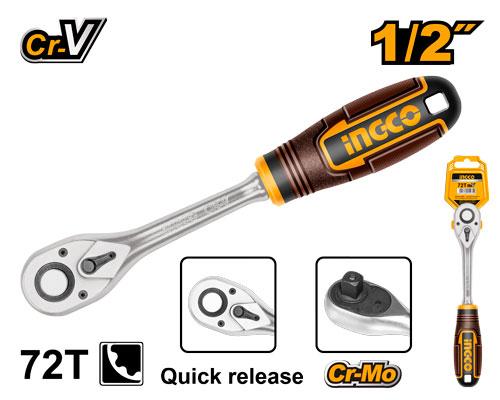 Ingco Ratchet Wrench HRTH0812 - Size 1/2" 72T, Length 255mm