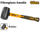 Ingco HRUH8216 Rubber Hammer - 16oz (450g), Non-Spark, Non-Marring Plastic Faces, Fiberglass Handle