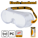 Ingco HSG02: Safety Goggles with Supple PVC Frame, Unique Air Hole Design, High-Impact Polycarbonate Lenses, Comfortable and Transparent, Poly Bag Packaging