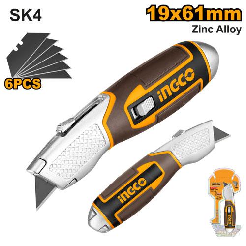 Ingco Utility Knife HUK618 - Blade Size 61x19mm, Net Weight 256g