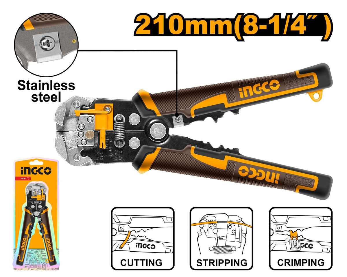 Ingco Automatic Wire Stripper HWSP102418 - Product Size 210mm