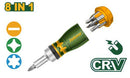 Jadever 8-in-1 Stubby Ratchet Screwdriver Set Cr-V with 7 Bits (JDSS8608)