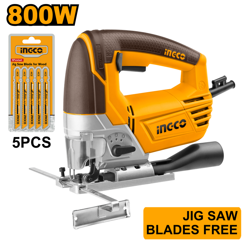 Ingco JS80028 Jig Saw - 800W, Variable Speed, 4-Step Pendulum Function