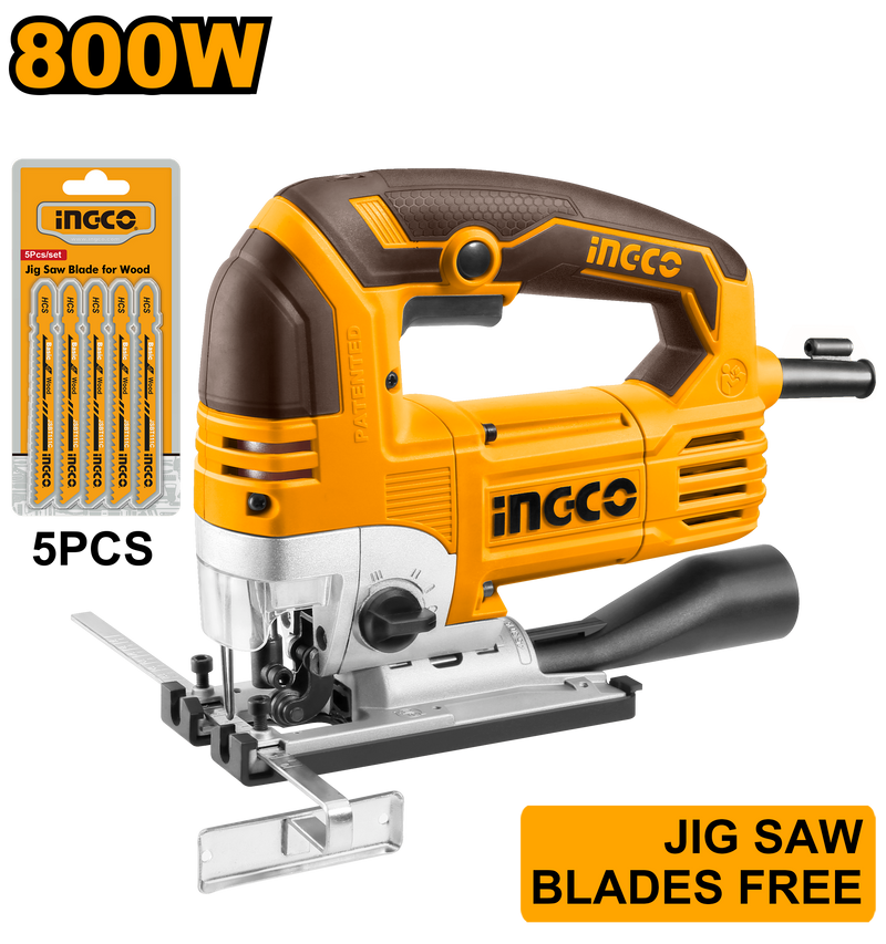 Ingco JS80068 Jig Saw - 800W, Variable Speed, 4-Step Pendulum Function