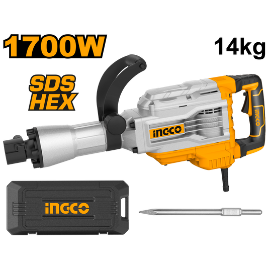 Ingco PDB17026 Demolition Breaker - 1700W, 1900bmp Impact Rate, 45J Impact Force