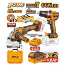 INGCO 20V Professional Brushless Combo Kit: High-Torque Impact Drill & Variable Speed Angle Grinder - CKLI2025610