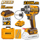 INGCO CIRLI2023 20V Lithium-Ion Brushless Cordless Impact Driver (230Nm) – Industrial Grade High-Torque Driver