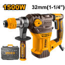 Ingco RH150028 Rotary Hammer - 1500W, 5.5J Impact Energy, High-Performance Drilling