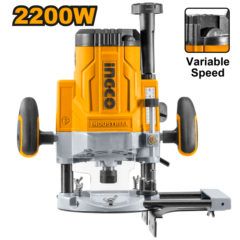 Ingco RT22008 Electric Router - 2200W, Variable Speed, Multi-Collet Si ...