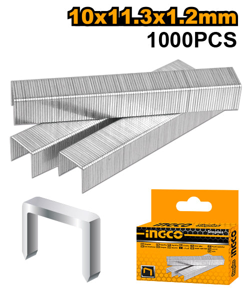 Ingco STS0210 1000pcs Staples (10mm x 1.2mm) for Staple Guns (HSG1404, HSG1405, and HSG1406)