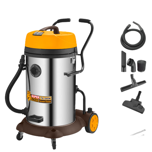Ingco VC24751 Vacuum Cleaner - 2400W (2x1200W), 75L Stainless Steel Tank