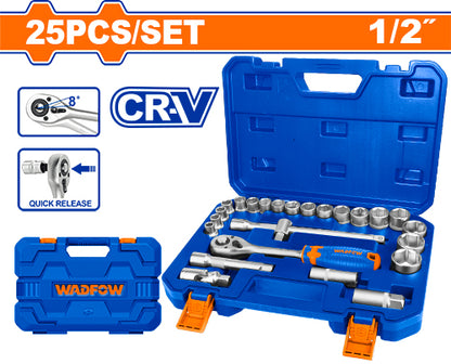 Wadfow 25 Pcs 1/2" Socket Set WST2D25 - Complete Versatility in Your Hands