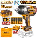 INGCO 20V Brushless 3/4" Cordless Impact Wrench Kit (1050Nm) - CIWLI20105